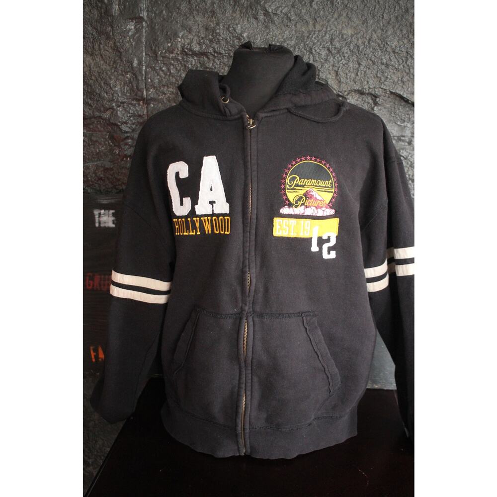 Paramount Hollywood Zip Hoodie XL Black Graphic Streetwear Sweatshirt